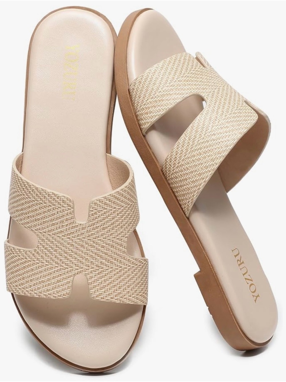 Amazon Women's Beige Woven Slide Sandals
